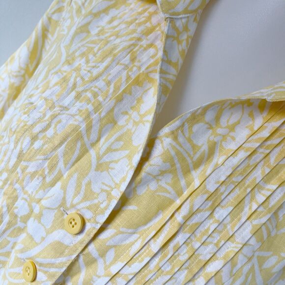 Kim Rogers Size PXL Petite XL Jacket Blazer Yellow Floral Linen 100% Linen - Picture 6 of 16